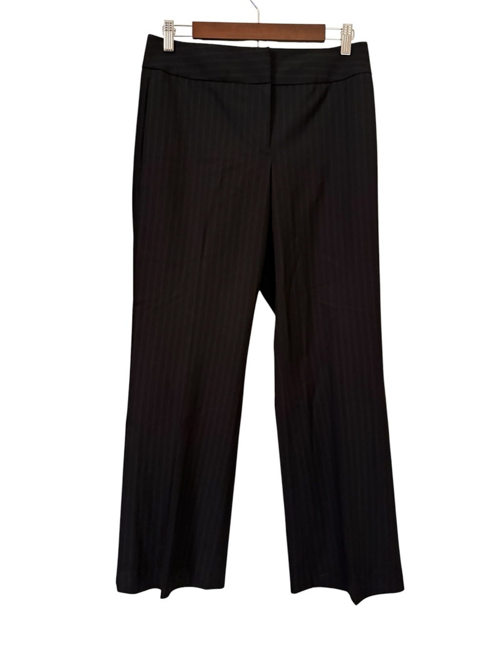 Antonio Melani Black Pinstripe Dress Pants Size 4 Straight Leg